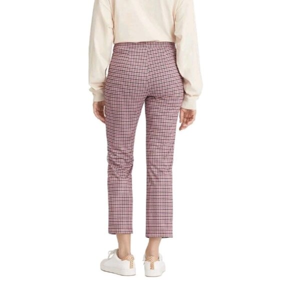 Sanctuary Carnaby Pink Plaid Ankle Trouser Pants Straight High Rise XL NWT - Picture 2 of 7